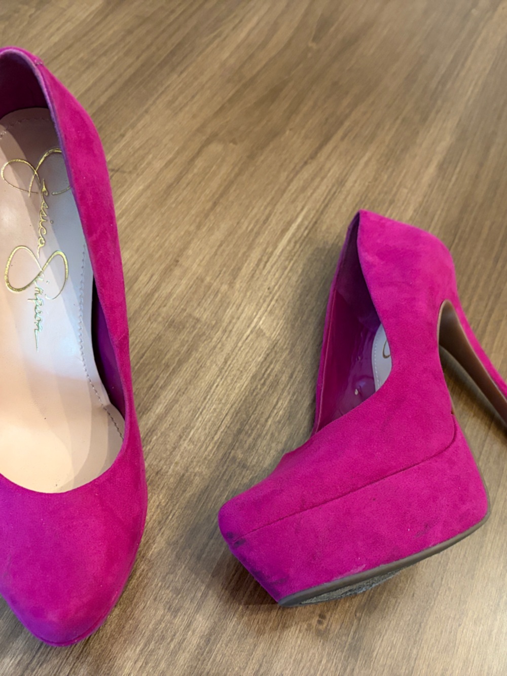 Jessica Simpson Pink Suede Platform Pumps